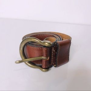 Eddie Bauer Brown Leather Brass Buckle Belt